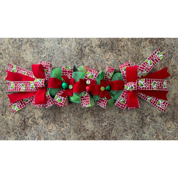 Grinch Mailbox Swag Topper Garland Decoration Handcrafted Christmas Home Decor - Picture 6 of 6